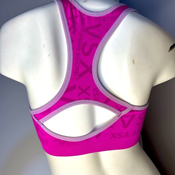 VSX Sexy Sport Victoria’s Secret‎ Pink | Lavender Trim Logo Racerback Cutout Bra - Picture 6 of 12
